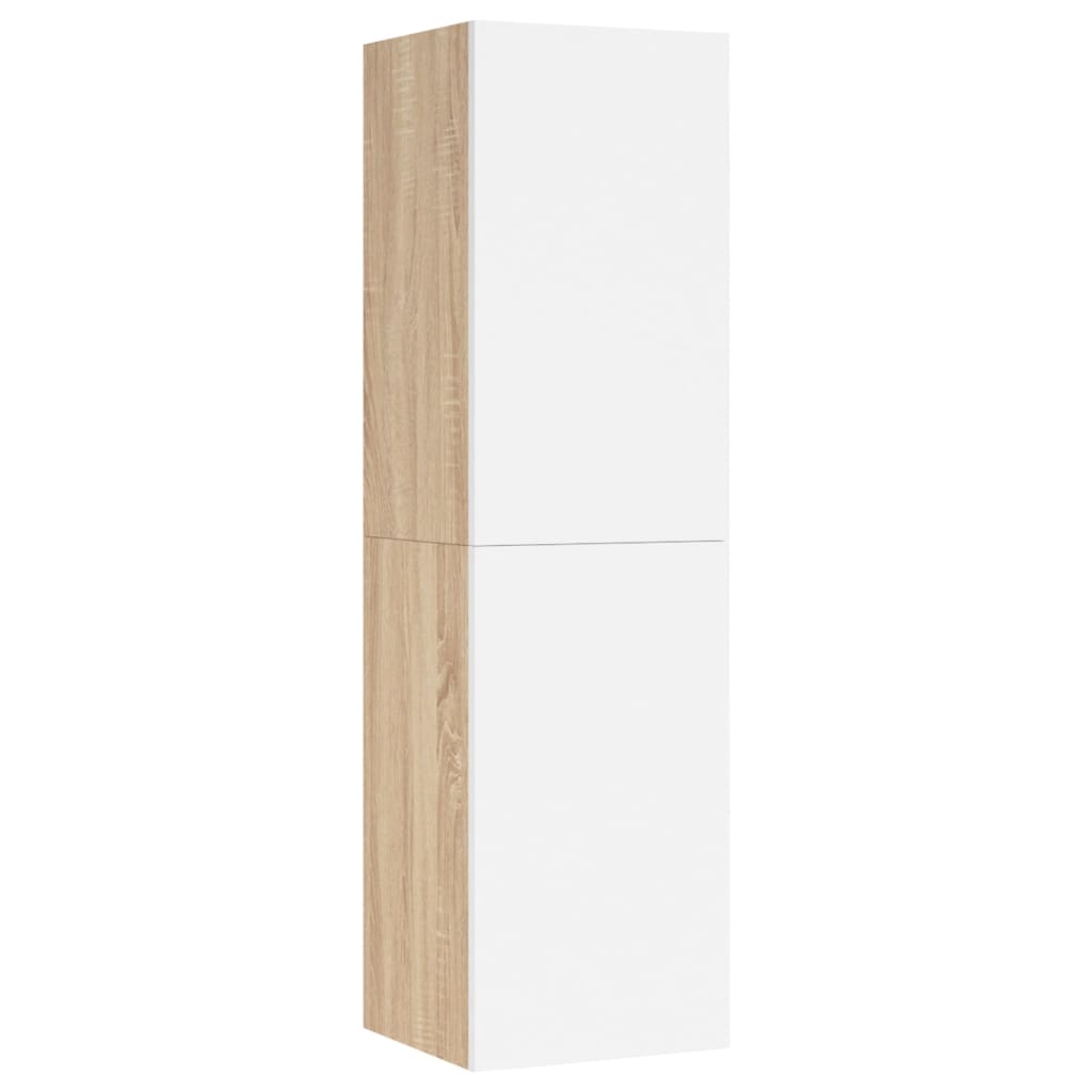vidaXL TV skrinka, biela a dub sonoma 30,5x30x110 cm, kompozitné drevo