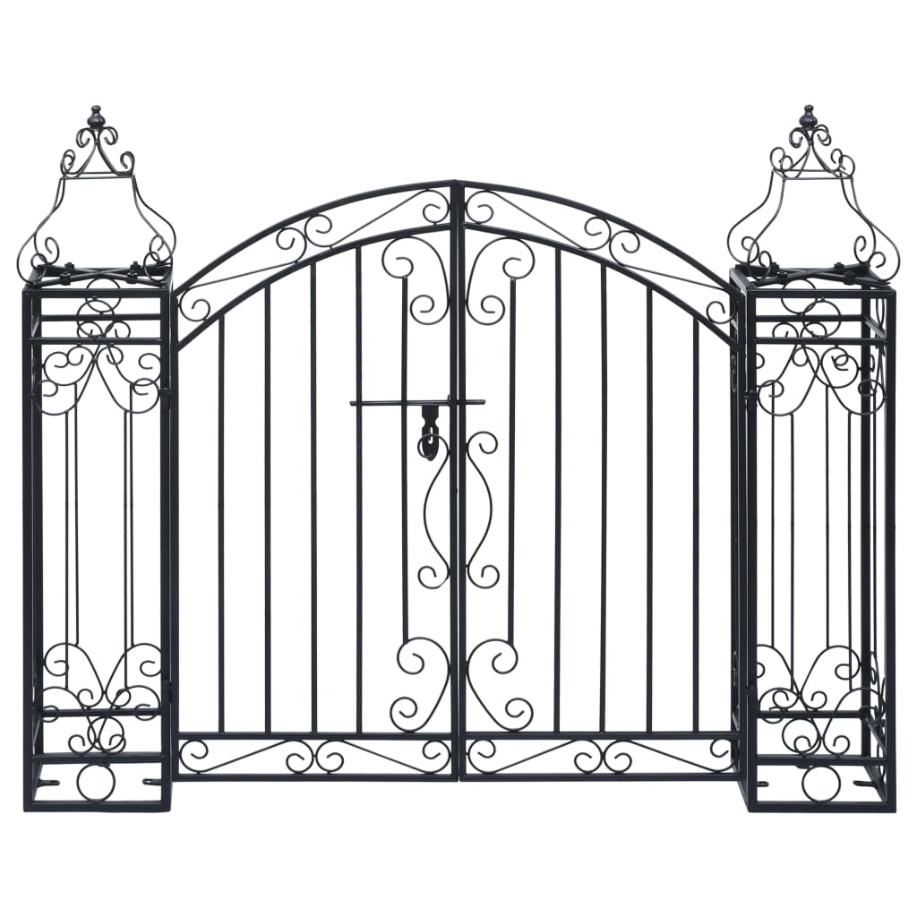 vidaXL Ozdobná záhradná brána 122x20,5x100 cm kované železo