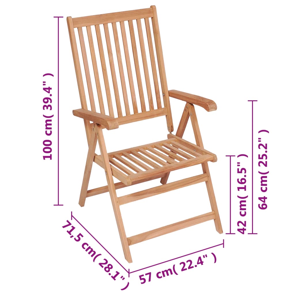 vidaXL Sklápacie záhradné stoličky 6 ks, tíkový masív