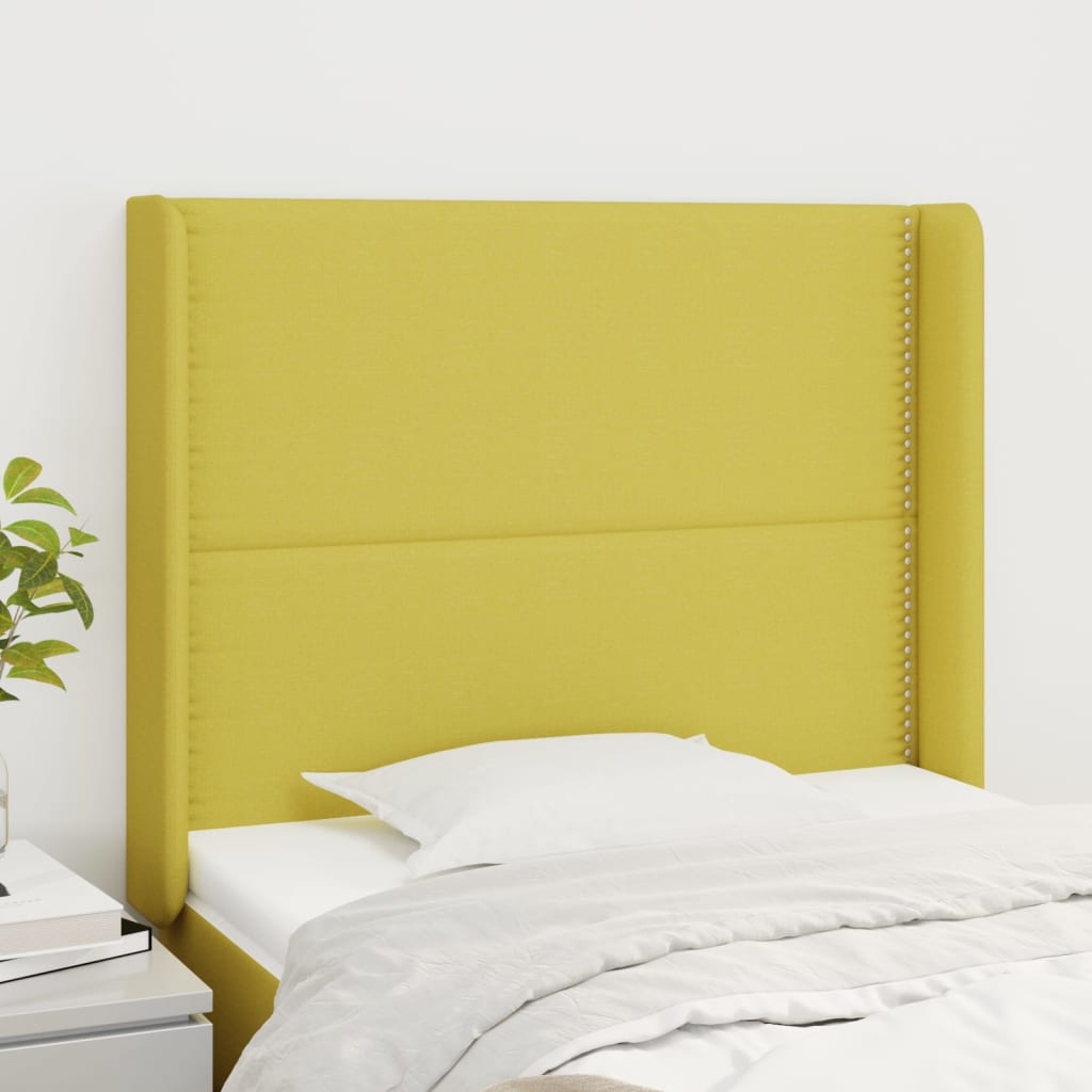 vidaXL Čelo postele so záhybmi zelené 93x16x118/128 cm látka