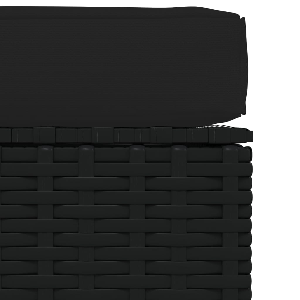 vidaXL Záhradná taburetka so sedákom čierna 70x70x30 cm polyratan