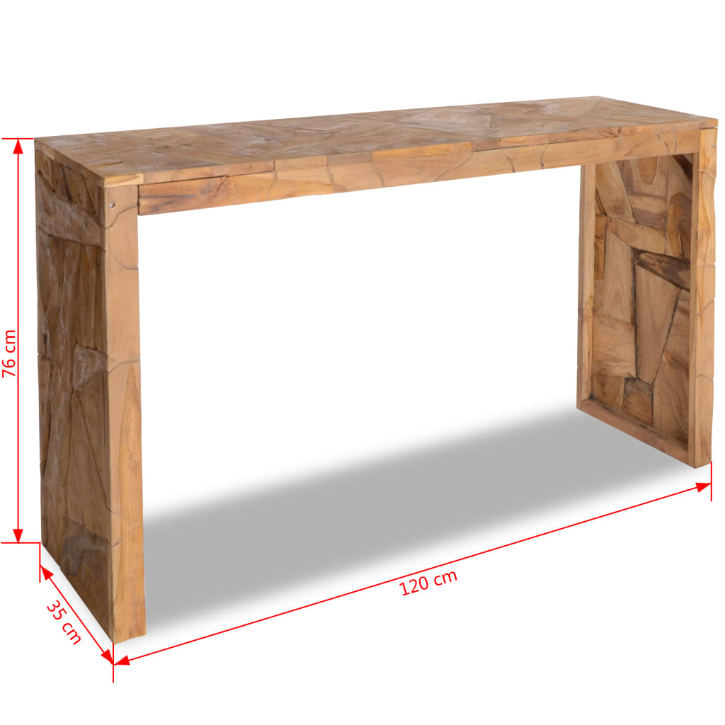 vidaXL Konzolový stolík, recyklované tíkové drevo 120x35x76 cm