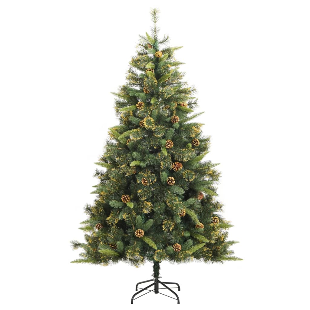 vidaXL Umelý výklopný vianočný stromček so šiškami 180 cm