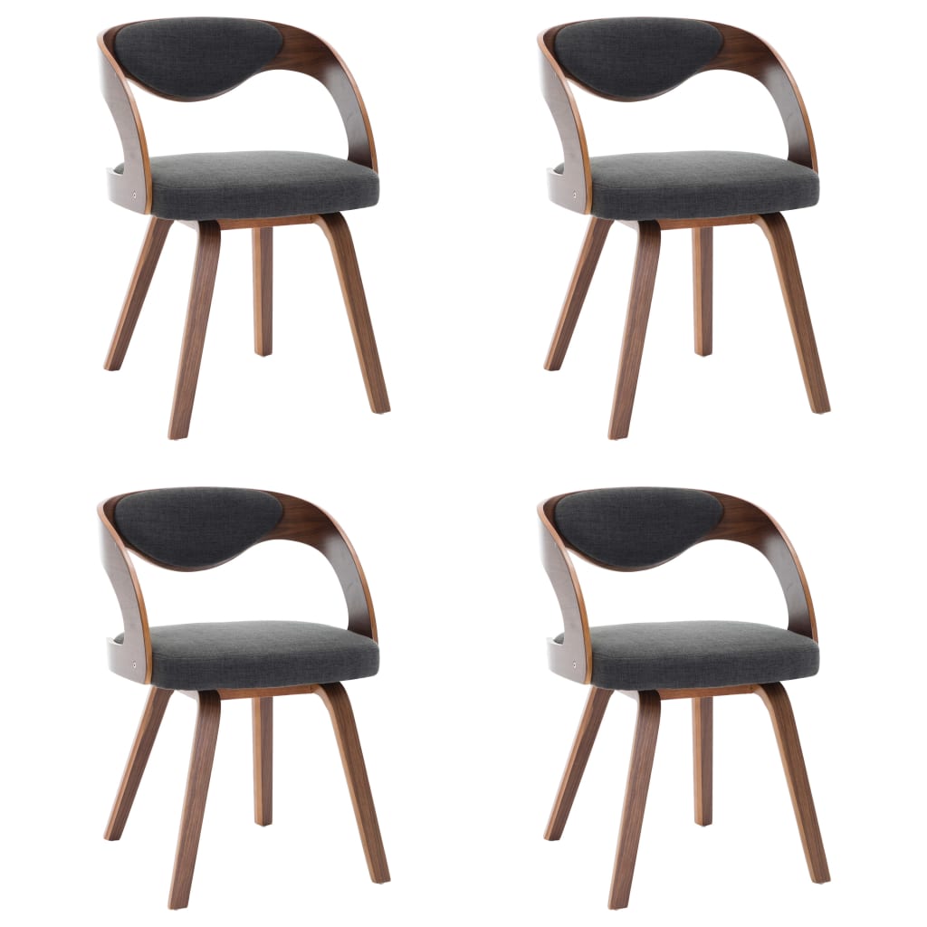 vidaXL Jedálenské stoličky 2 ks tmavosivé ohýbané drevo a látka
