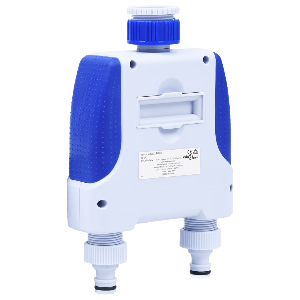 vidaXL Elektronický vodný časovač s dvoma výstupmi a s oneskorením pri daždi