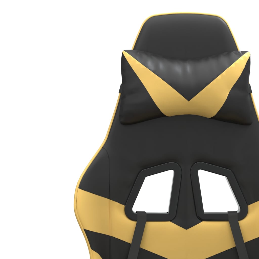 vidaXL Herná stolička s opierkou na nohy čierna a zlatá umelá koža