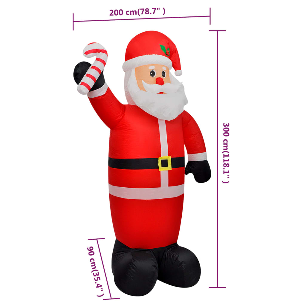 vidaXL Nafukovací Santa Claus s LED diódami 300 cm