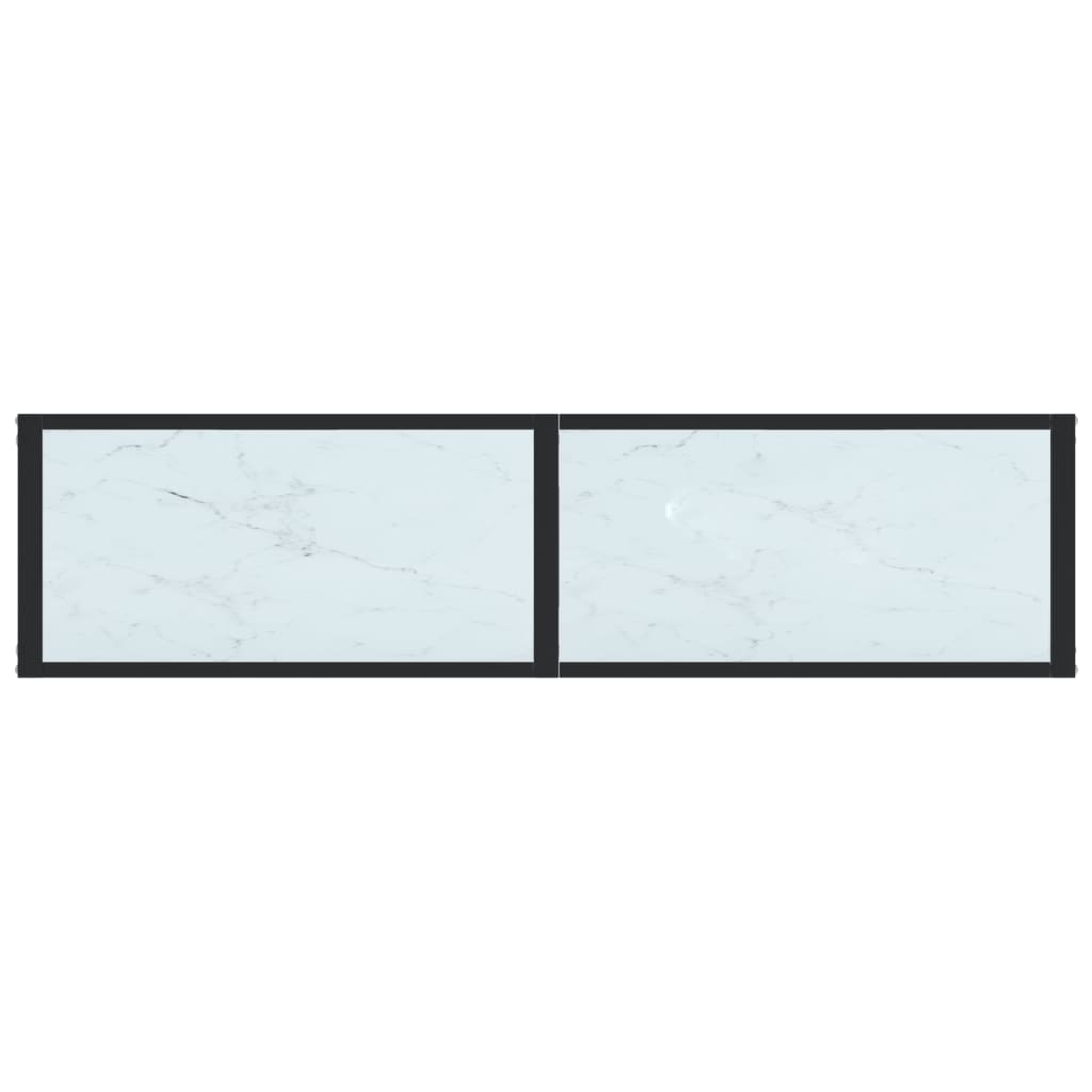 vidaXL Konzolový stolík biely mramor 140x35x75,5 cm tvrdené sklo