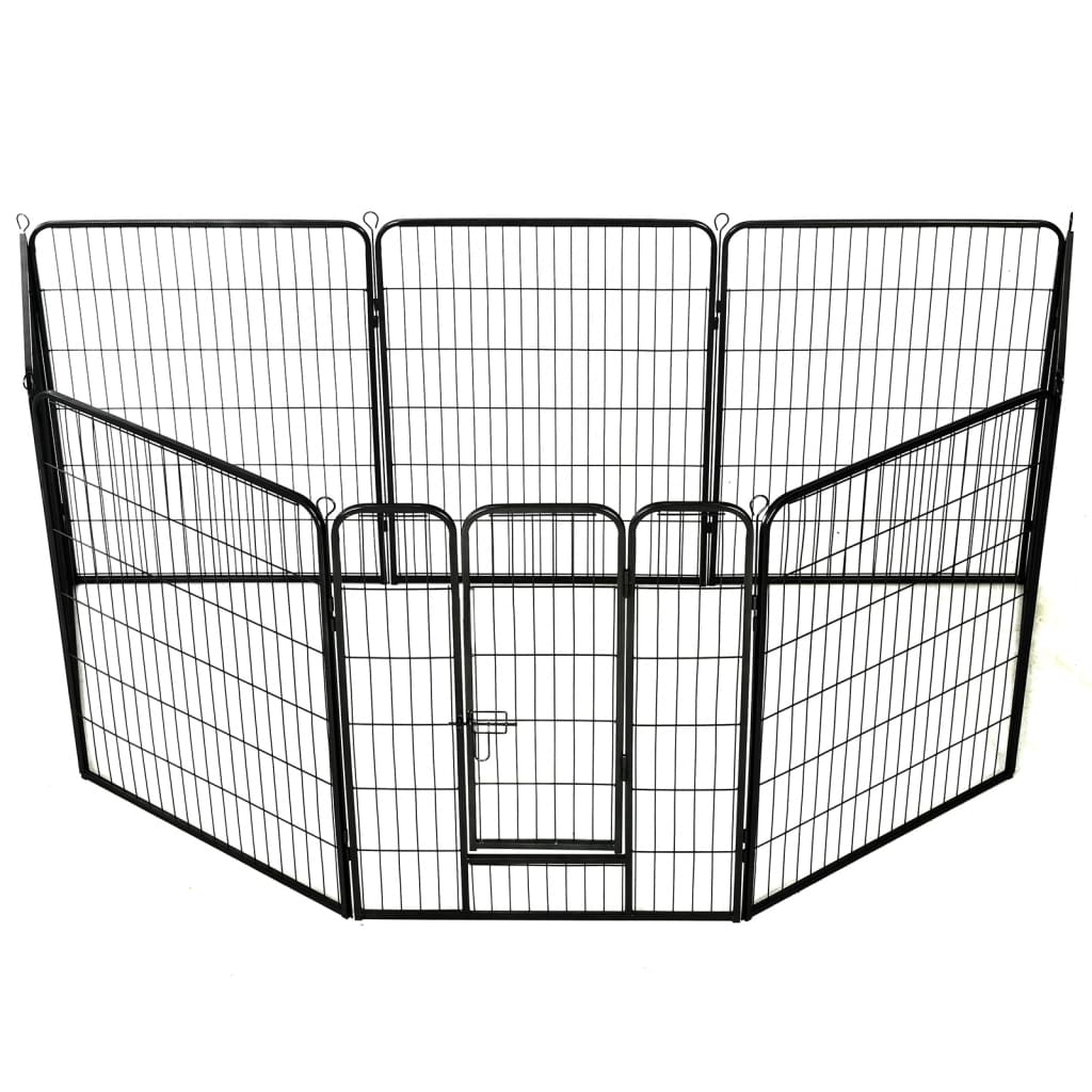 vidaXL Oceľová ohrádka pre psov s 8 panelmi 80x100 cm čierna