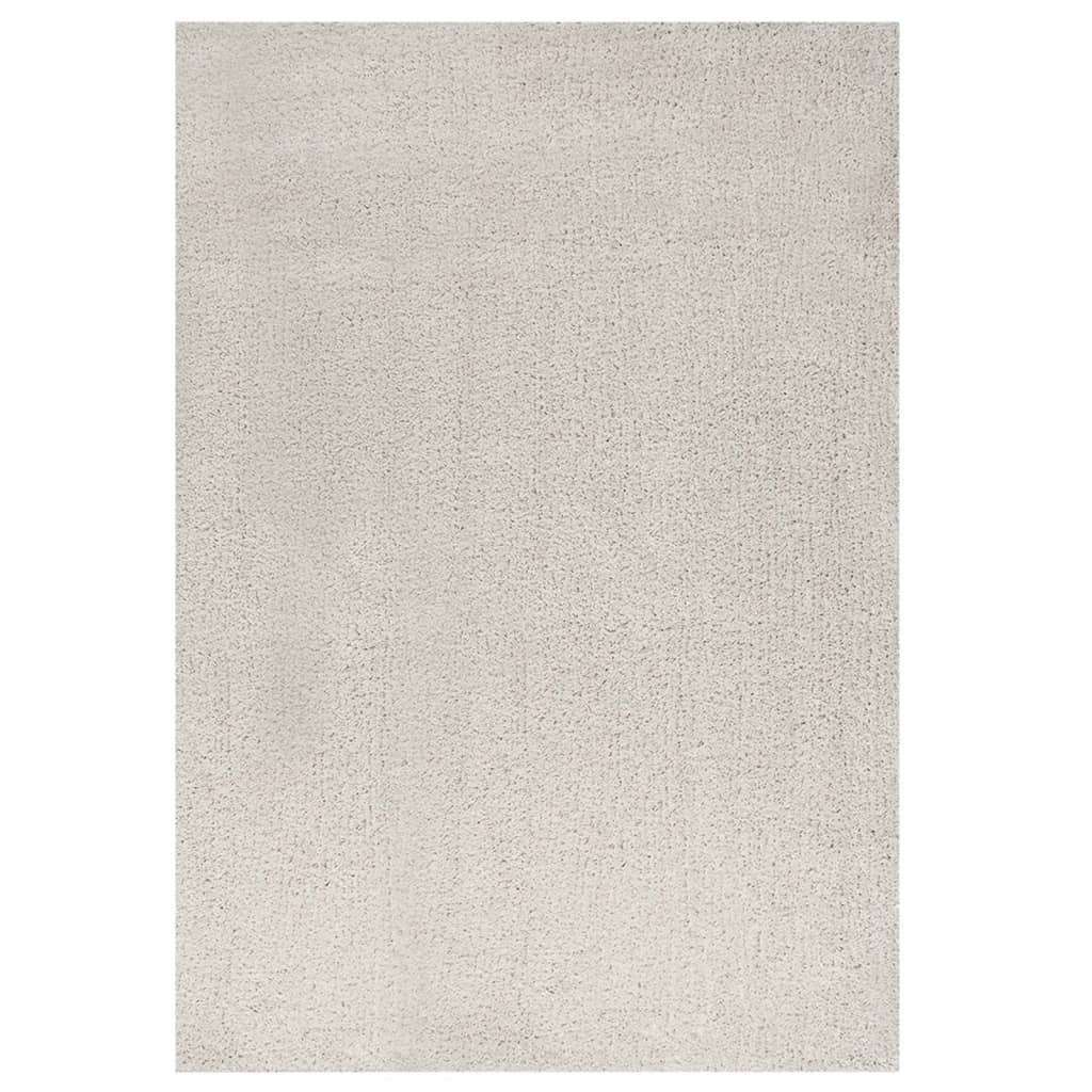 vidaXL Chlpatý koberec s vysokým vlasom krémový 140x200 cm