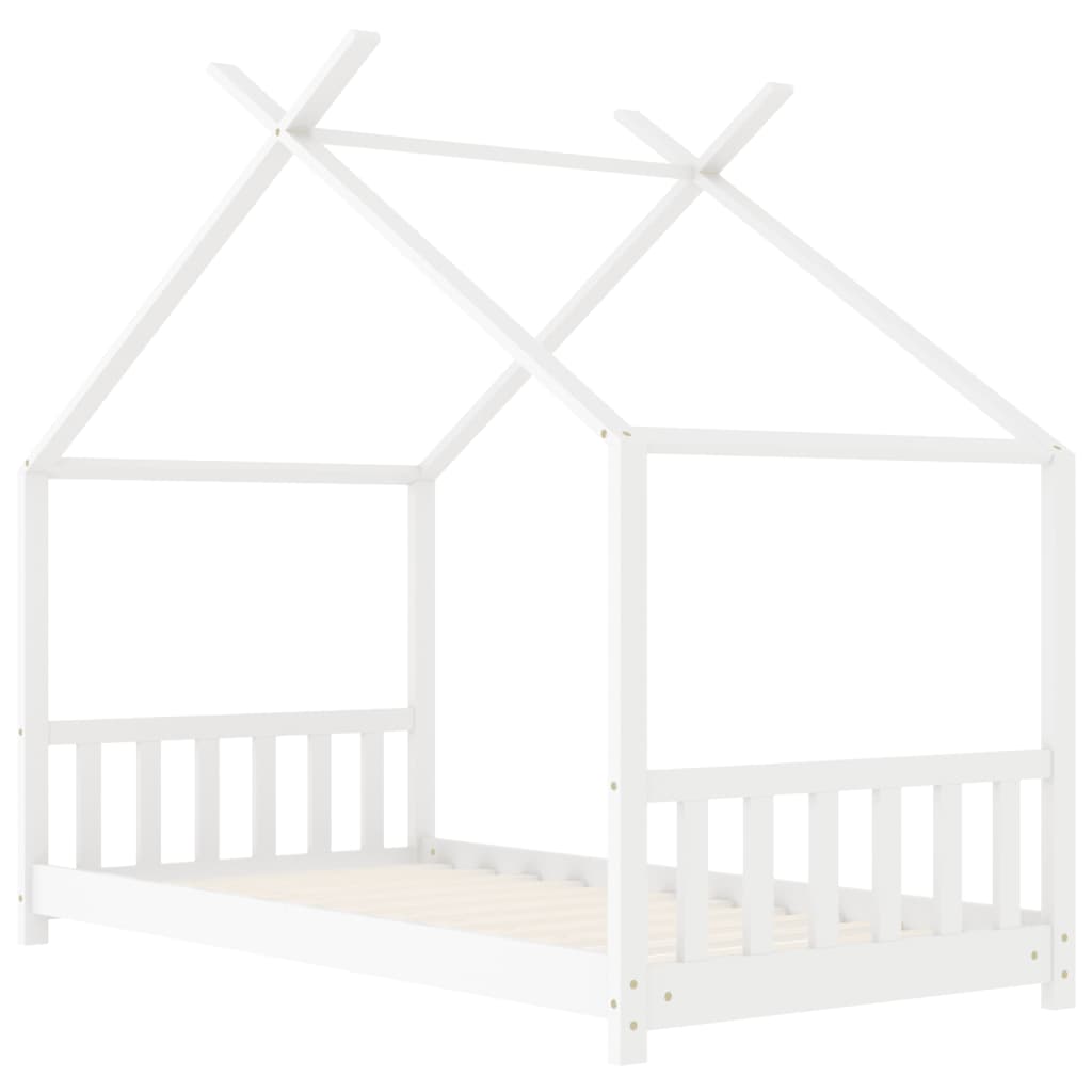 vidaXL Detský posteľný rám biely 70x140 cm borovicový masív