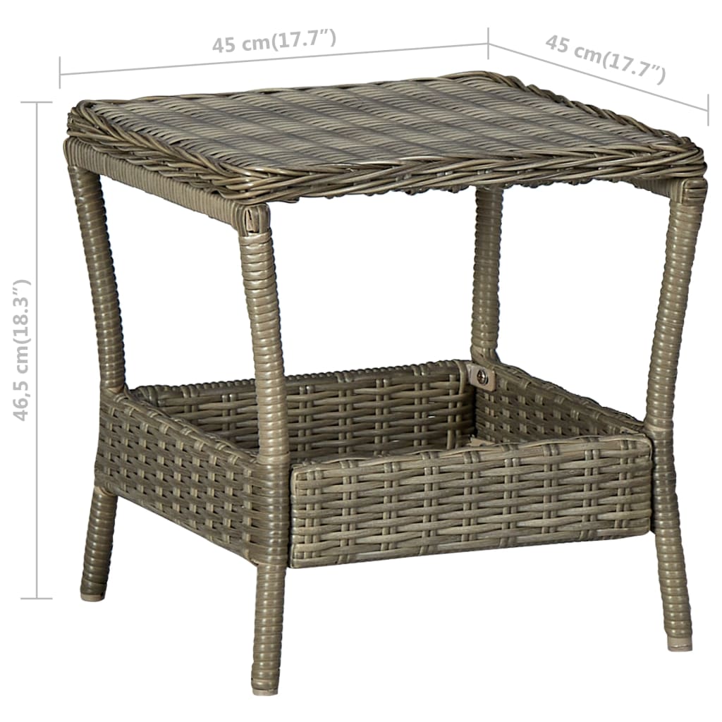 vidaXL Záhradný stôl, hnedý 45x45x46,5 cm, polyratan