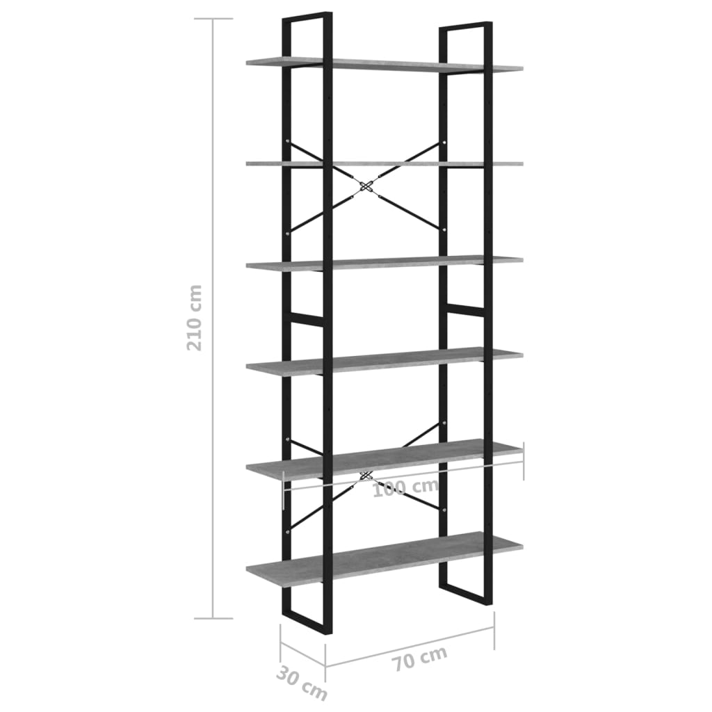 vidaXL Vysoký regál betónovo-sivý 100x30x210 cm drevotrieska