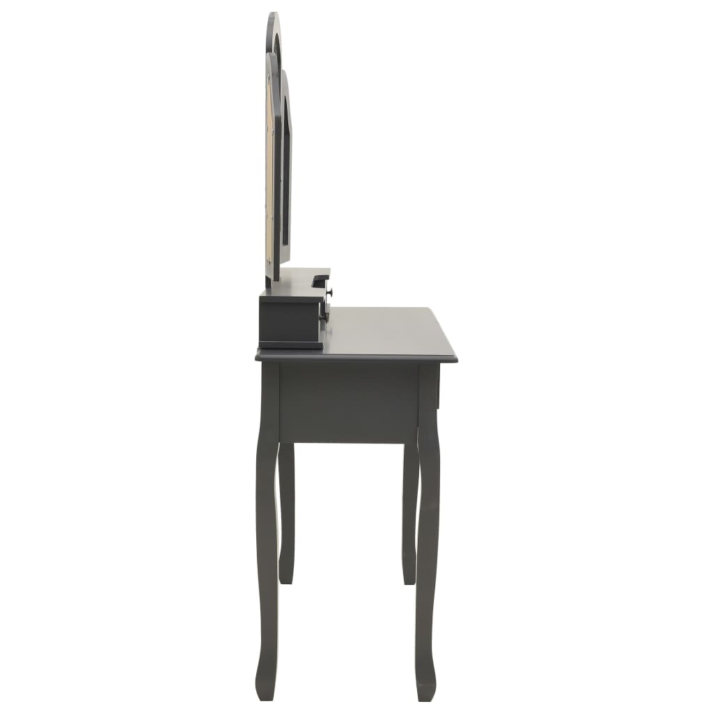 vidaXL Toaletný stolík so stoličkou sivý 100x40x146 cm drevo paulovnie