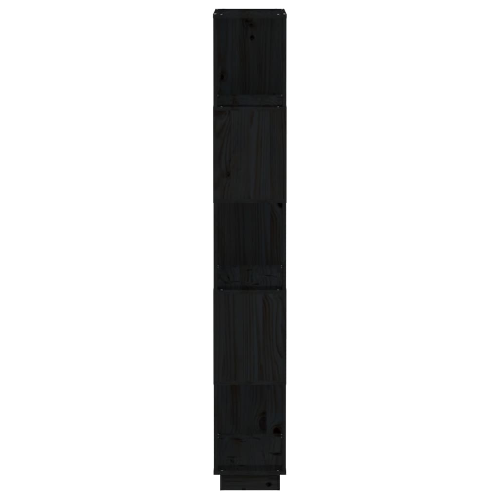 vidaXL Knižnica/deliaca stena čierna 80x25x163,5 cm masívna borovica