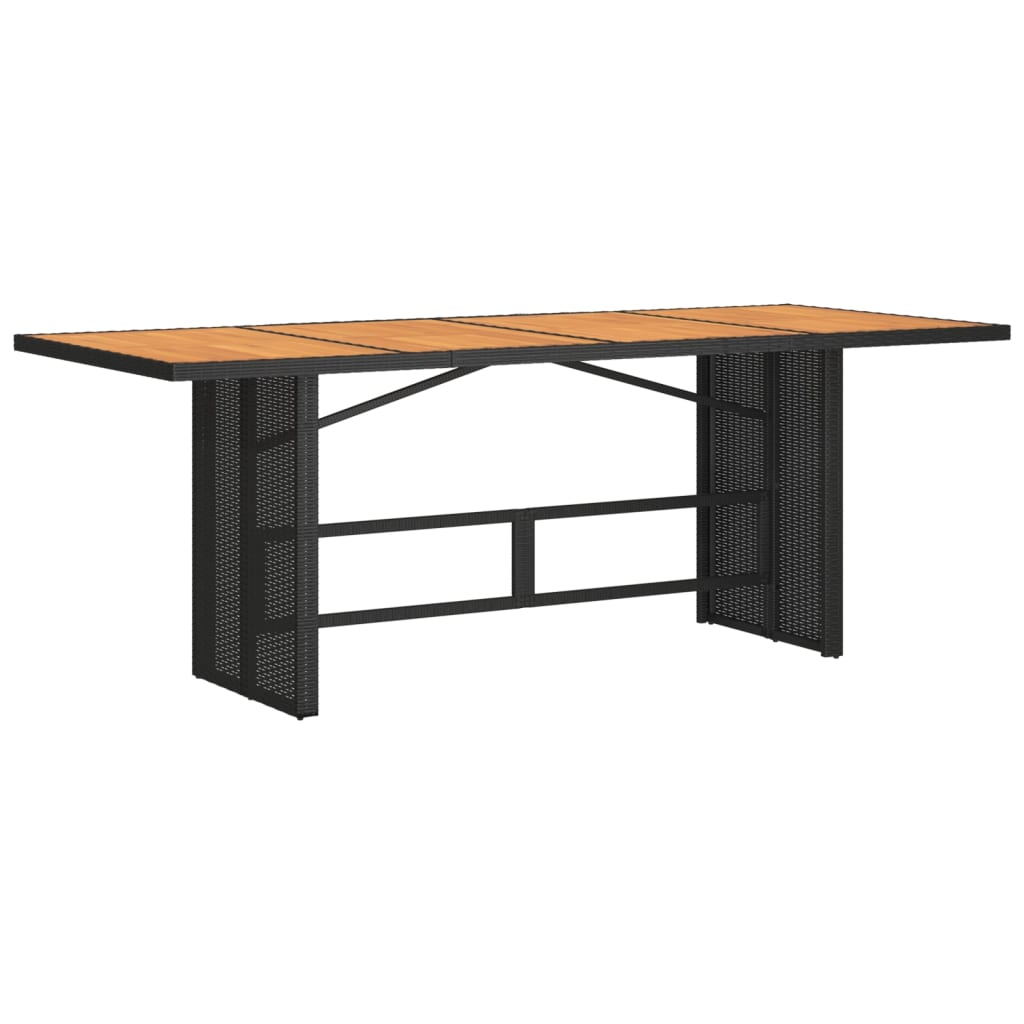 vidaXL Záhradný stôl s akáciovou doskou čierny 190x80x74 cm polyratan