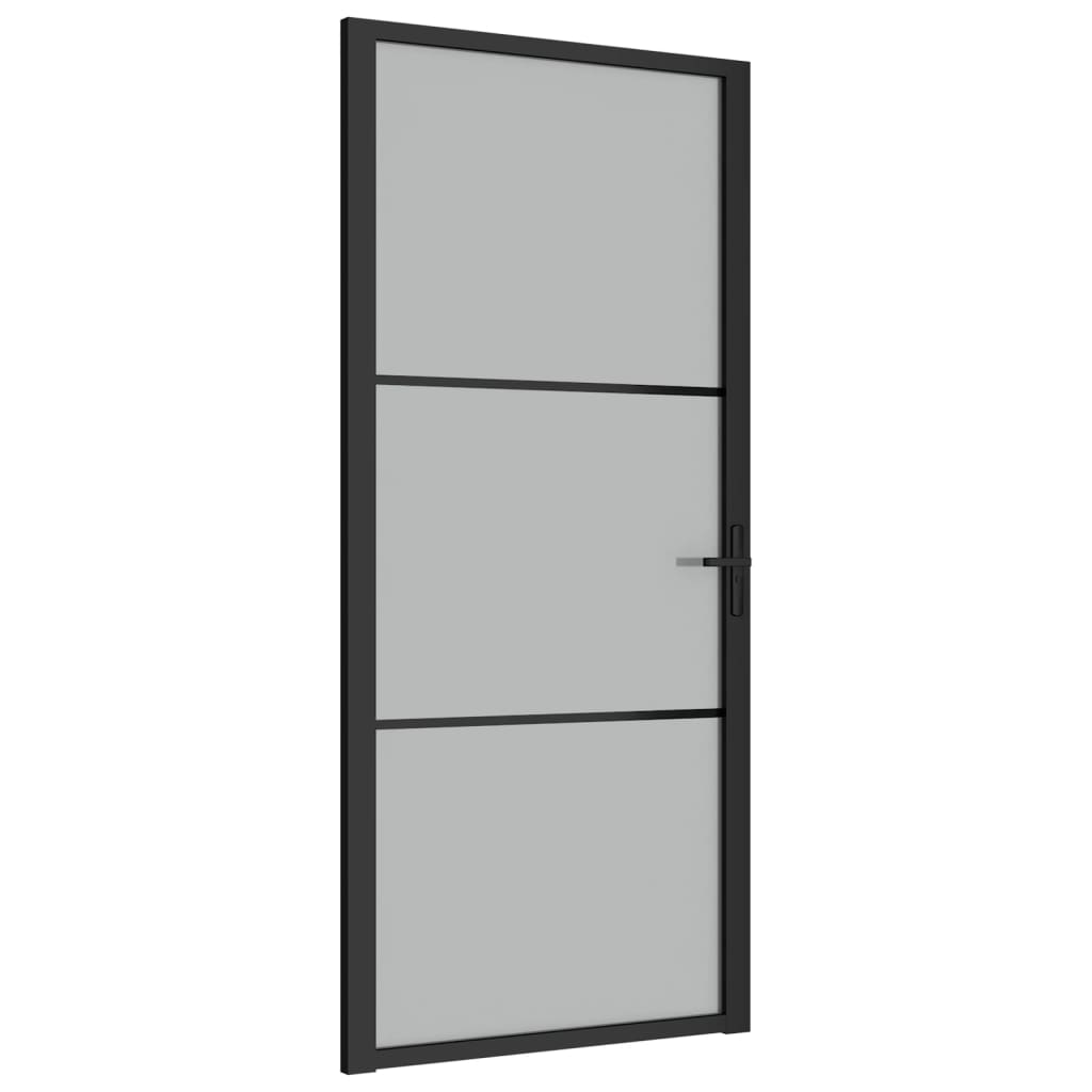 vidaXL Vnútorné dvere 93x201,5 cm čierne matné sklo a hliník