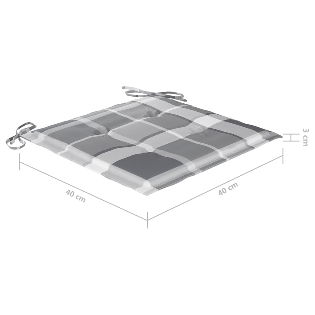 vidalXL 3-dielna skladacia vonkajšia jedálenská súprava+podložky, tík