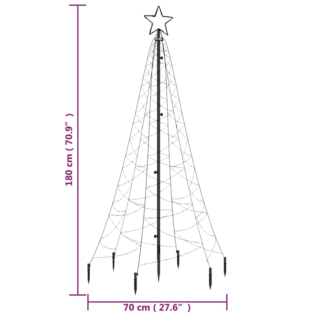 vidaXL Vianočný stromček s hrotom, 200 modrých LED 180 cm