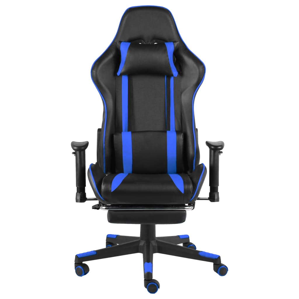 vidaXL Otočná herná stolička s opierkou nôh modrá PVC
