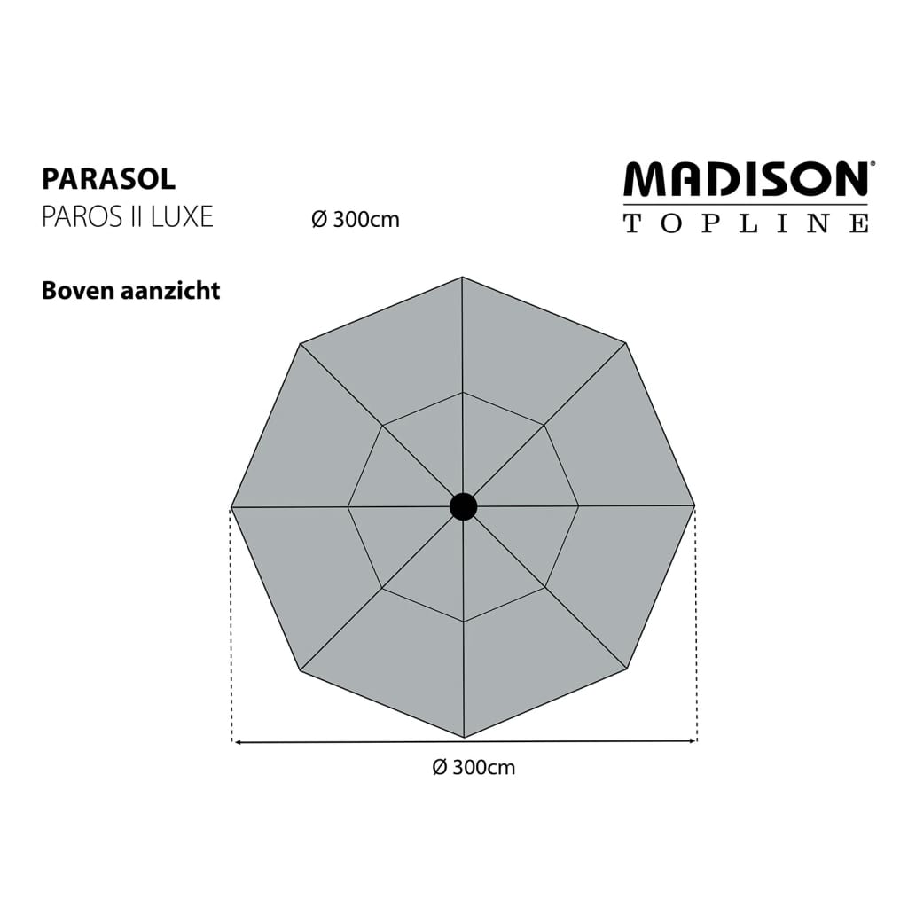 Madison Slnečník Paros II Luxe 300 cm bledosivý