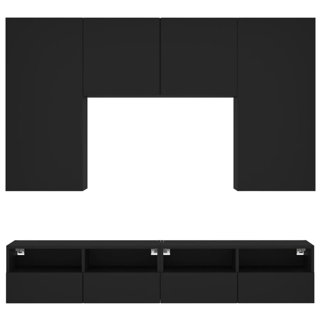 vidaXL 5-dielne TV nástenné skrinky čierne kompozitné drevo