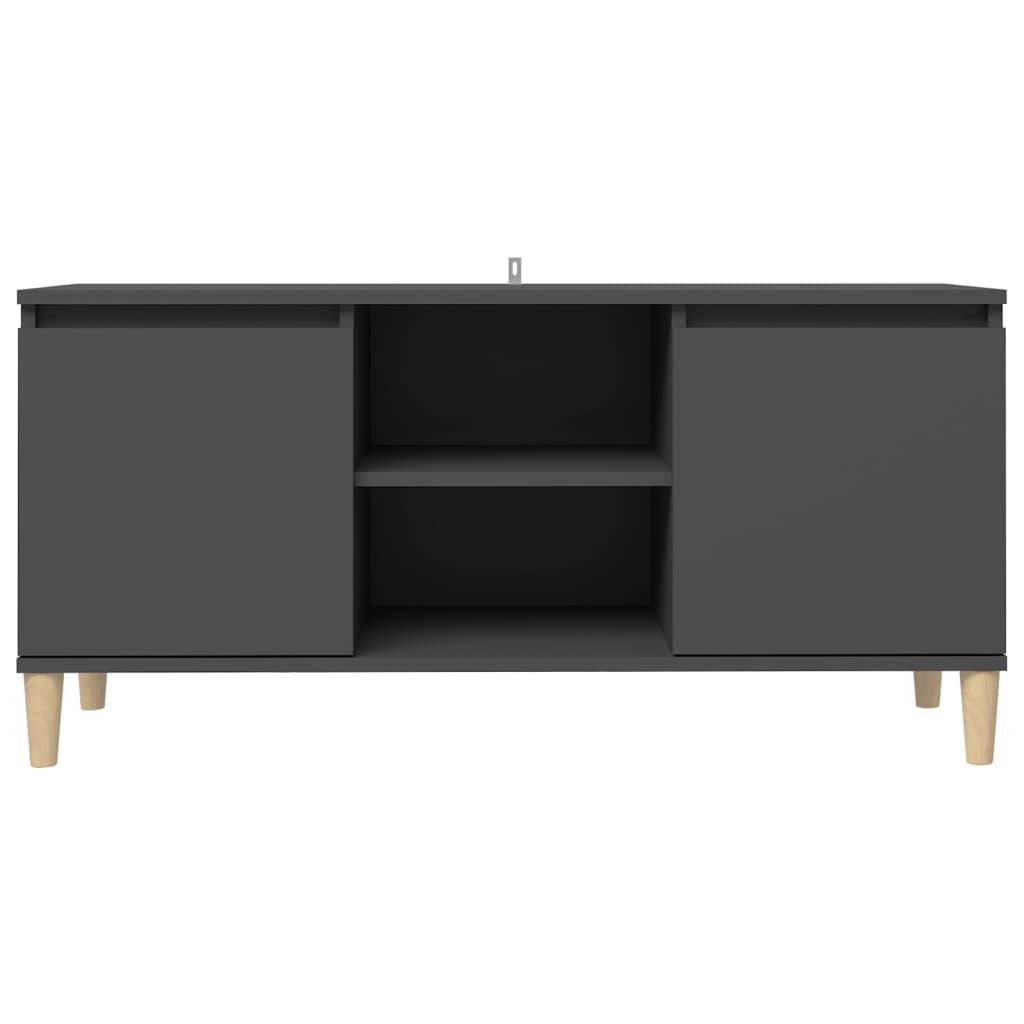 vidaXL TV stolík nožičky z masívneho dreva sivý 103,5x35x50cm