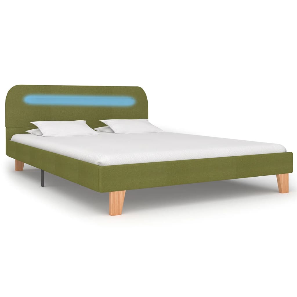 vidaXL Rám postele s LED svetlom zelený látkový 140x200 cm