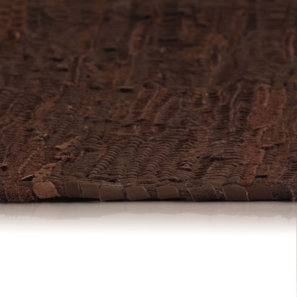 vidaXL Ručne tkaný Chindi koberec, koža, 160x230 cm, hnedý