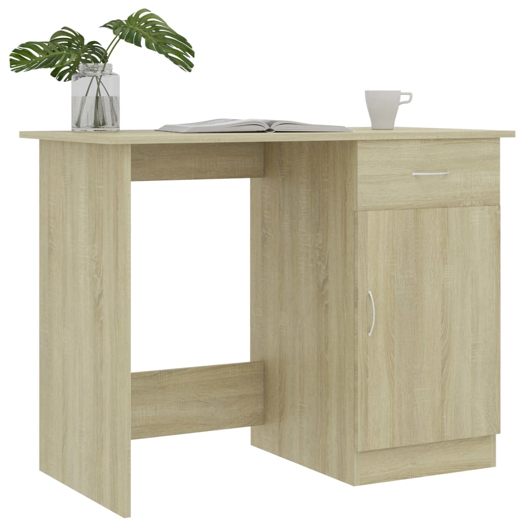 vidaXL Písací stôl, dub sonoma 100x50x76 cm, drevotrieska