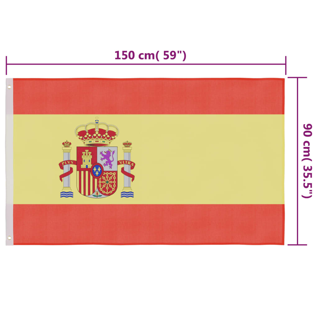 vidaXL Vlajka Španielsko 90x150 cm