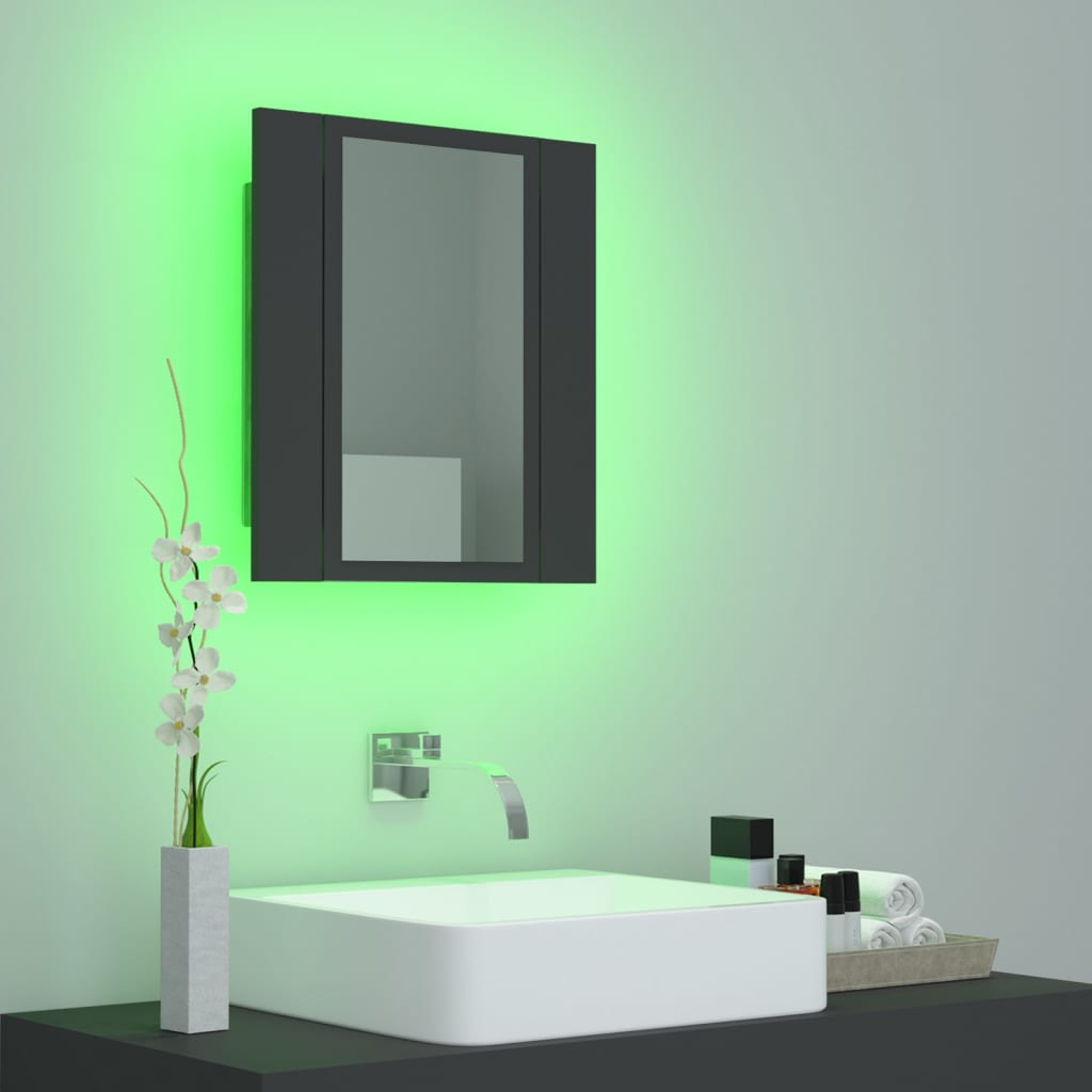 vidaXL LED kúpeľňová zrkadlová skrinka sivá 40x12x45 cm
