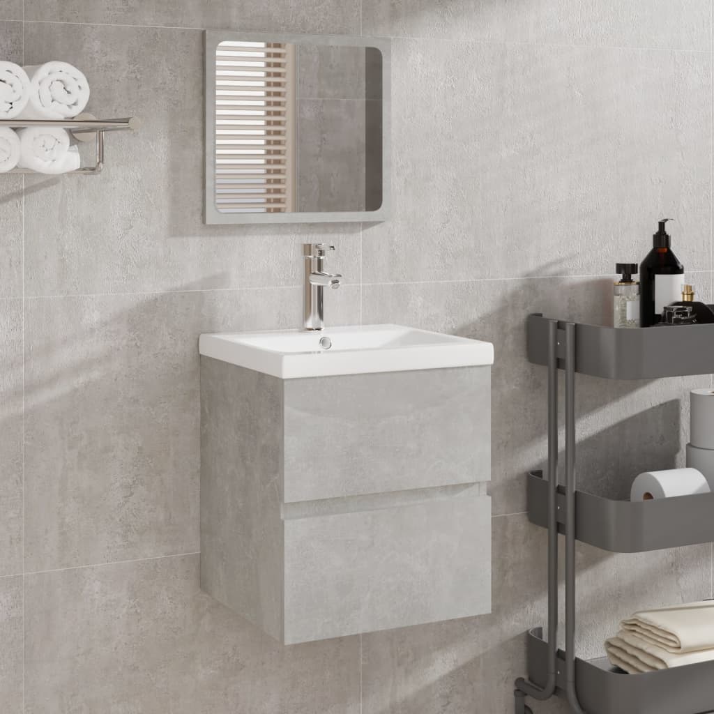 VidaXL Kúpeľňová skrinka s umývadlom a zrkadlom betónová sivá