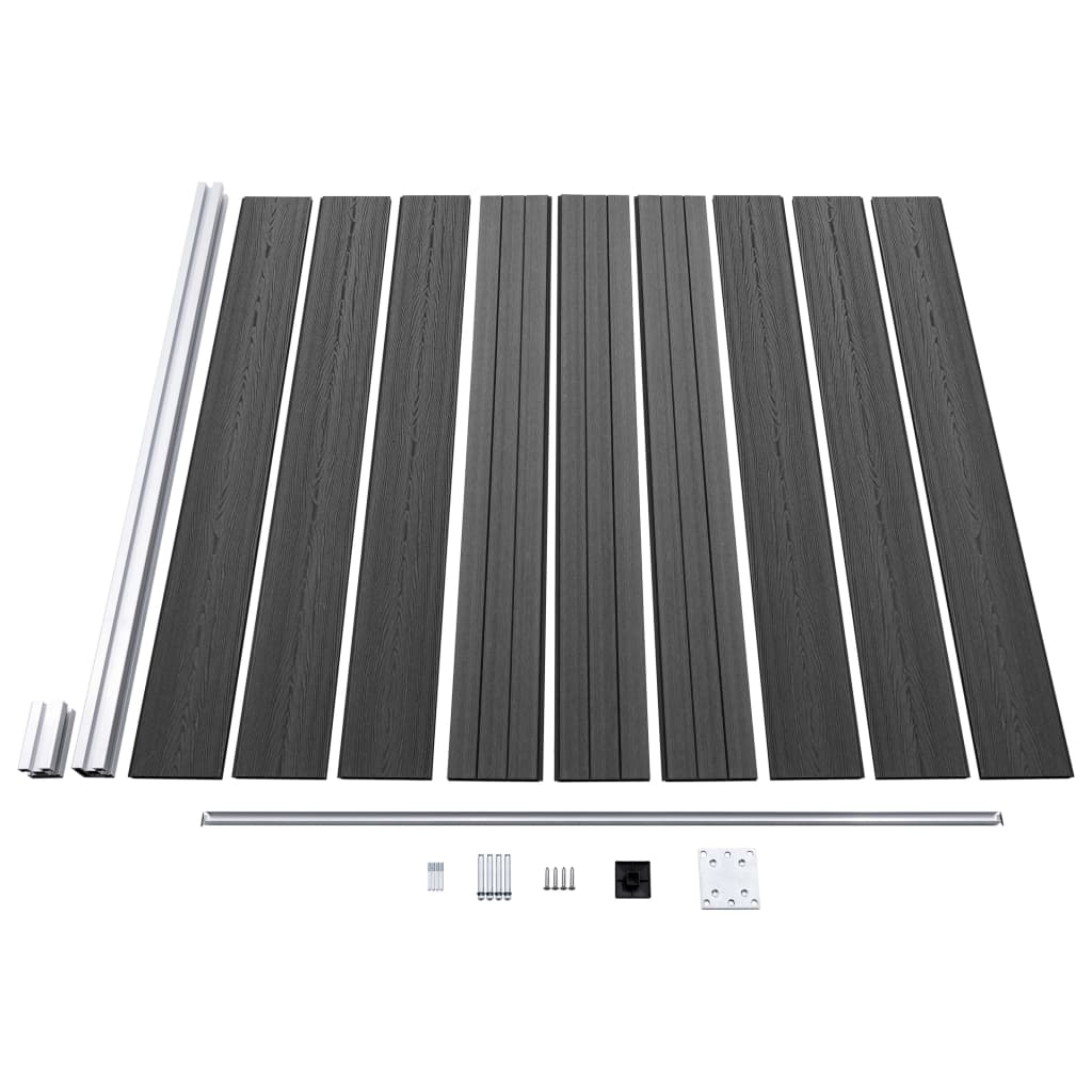 vidaXL Sada plotových panelov WPC 446x(105-186) cm čierna