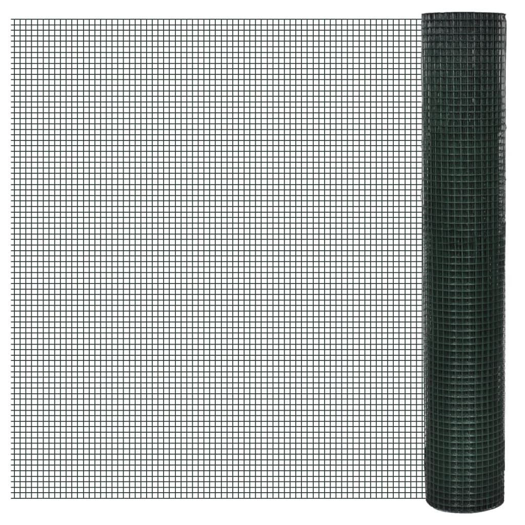 vidaXL Drôtené pletivo, pozinkované a potiahnuté PVC 10x1 m, zelené