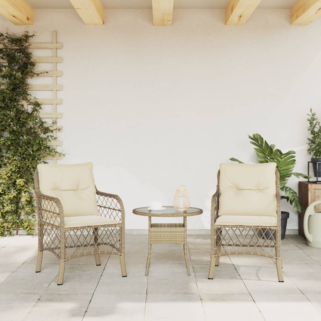 vidaXL Záhradné stoličky s podložkami 2 ks béžové polyratan