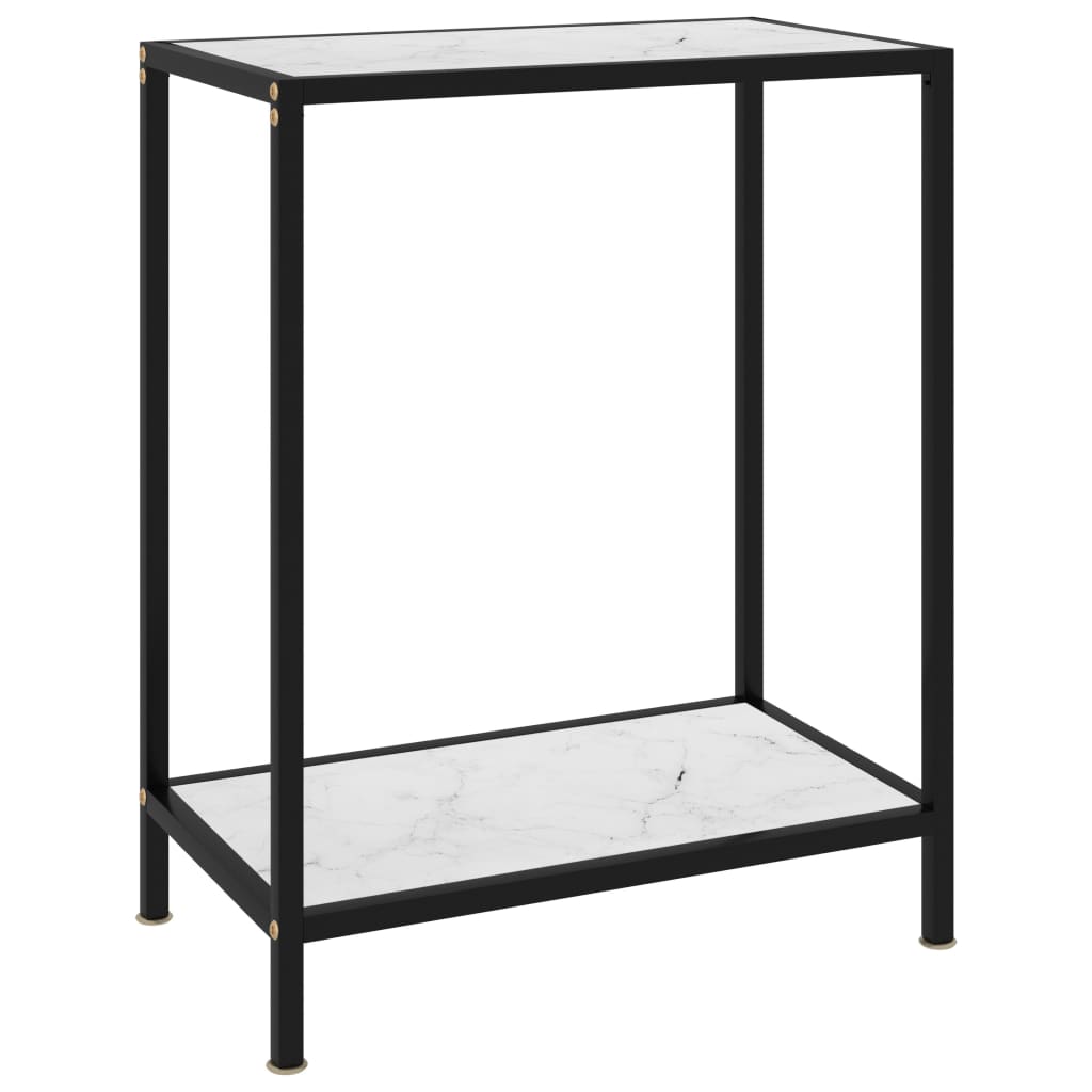 vidaXL Konzolový stolík, biely 60x35x75 cm, tvrdené sklo