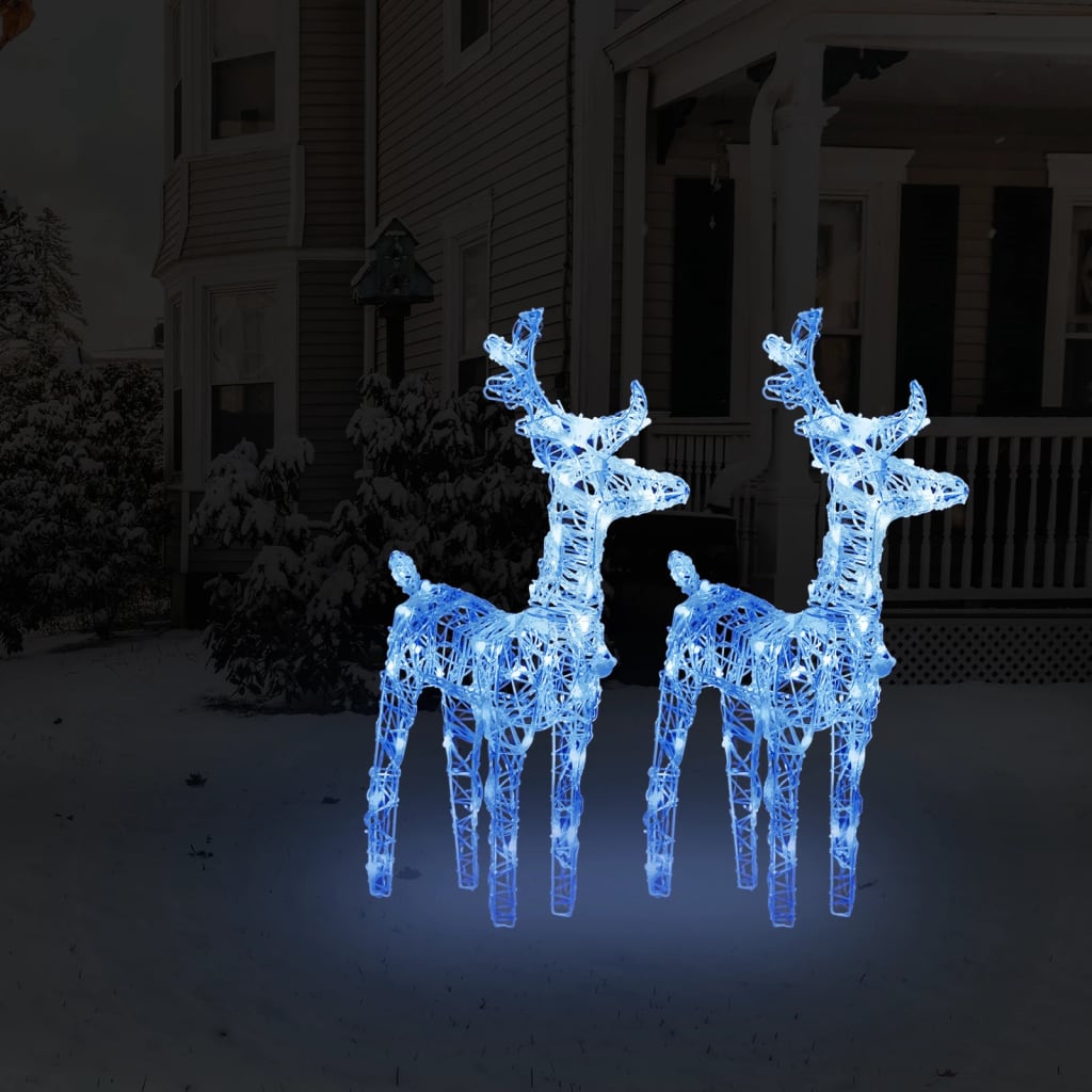 vidaXL Vianočné soby 2 ks modré 80 LED akrylové