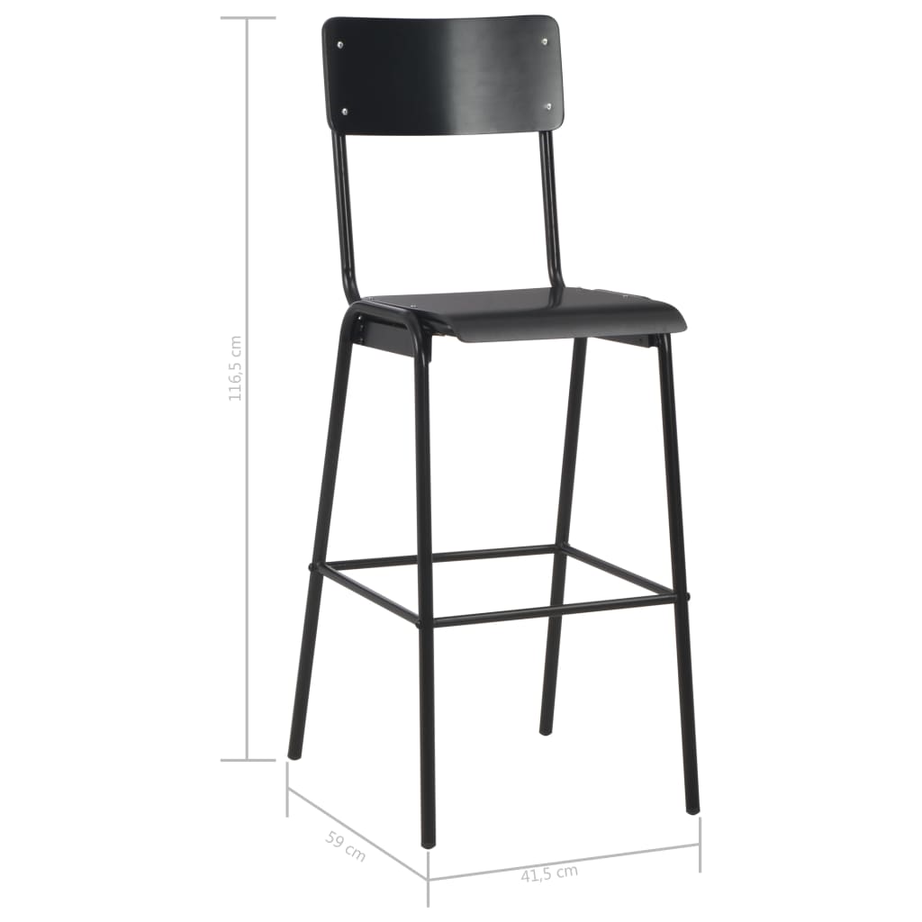 vidaXL Barové stoličky 4 ks čierne preglejka a oceľ