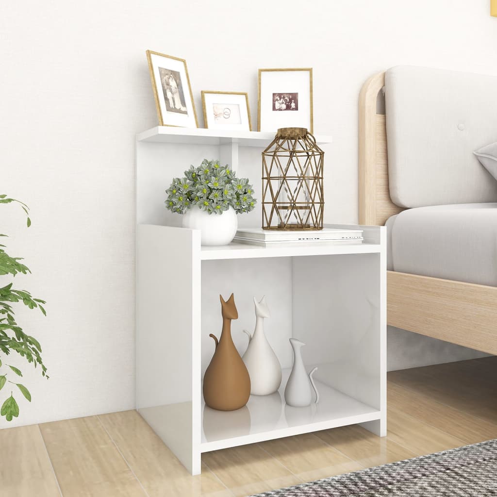 vidaXL Nočný stolík, lesklý biely 40x35x60 cm, kompozitné drevo