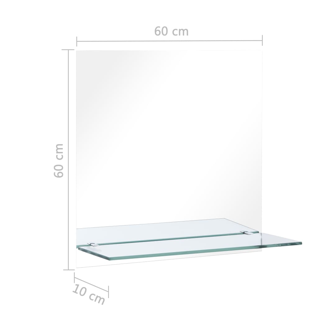 vidaXL Nástenné zrkadlo s poličkou 60x60 cm, tvrdené sklo
