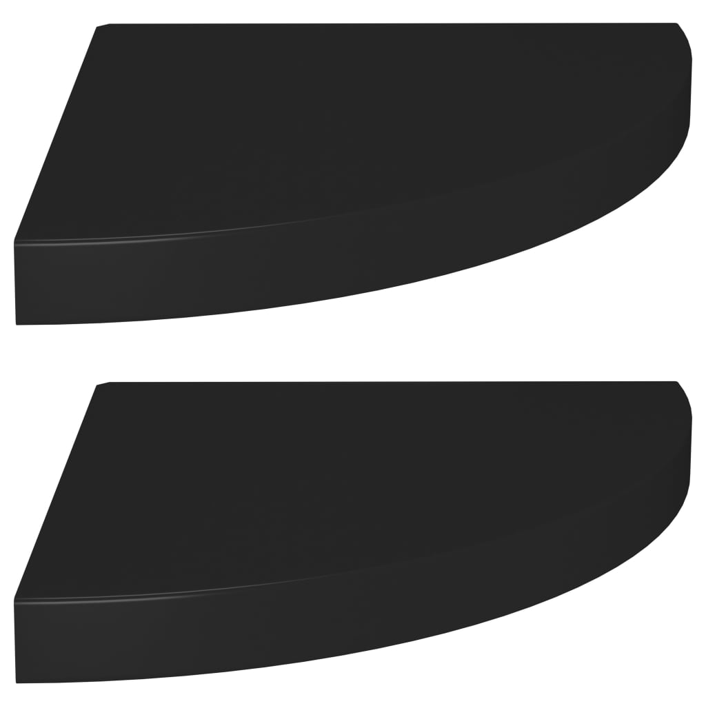 vidaXL Plávajúce rohové police 2 ks, čierne 35x35x3,8 cm, MDF