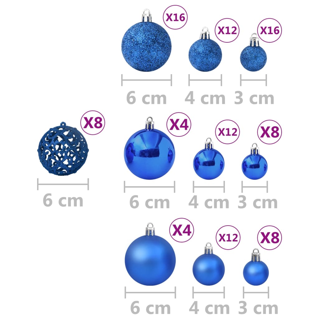 vidaXL Súprava vianočných gúľ 100 ks modrá