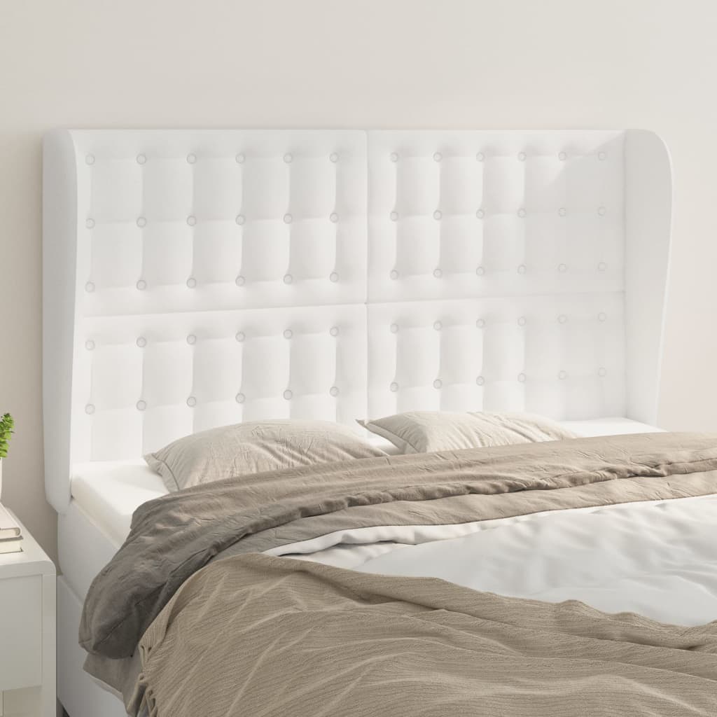 vidaXL Čelo postele so záhybmi biely 147x23x118/128 cm umelá koža