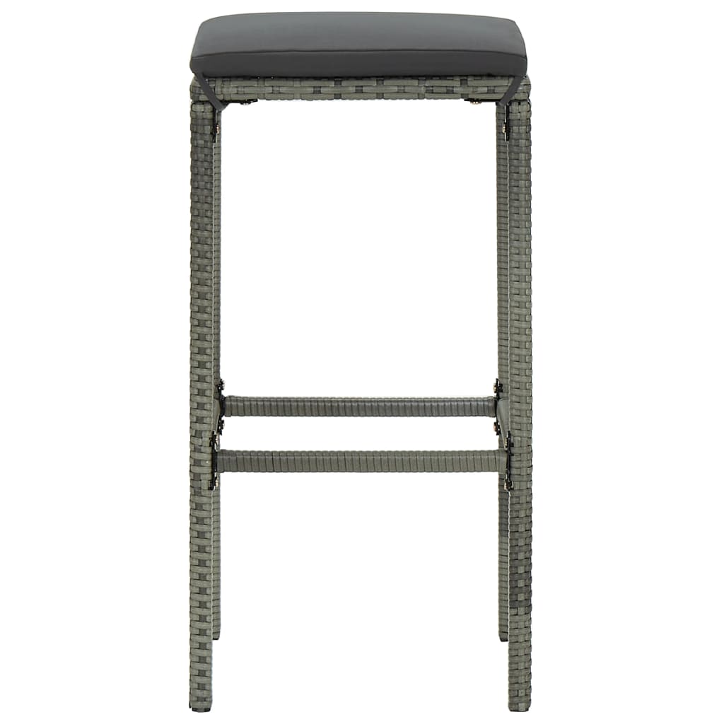 vidaXL Barové stoličky s vankúšmi 2 ks sivé polyratan