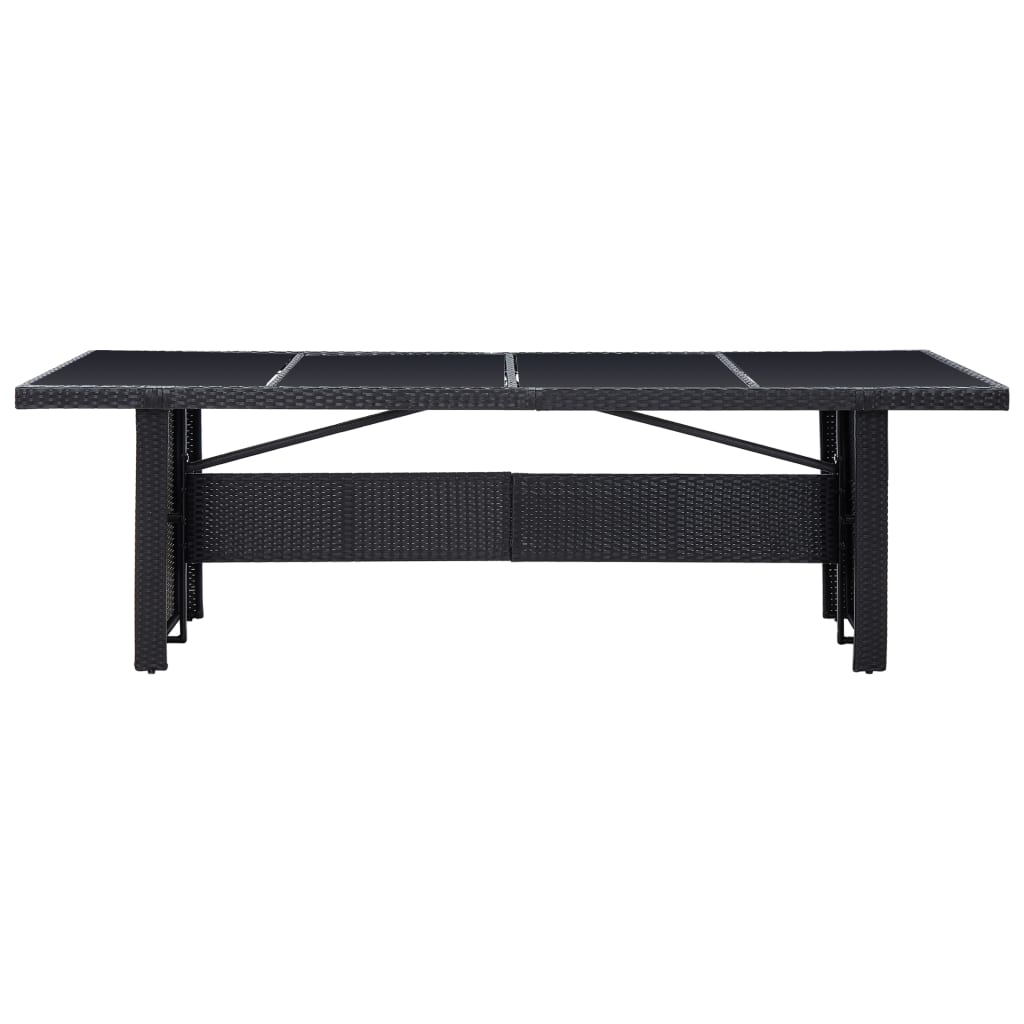 vidaXL Záhradný stôl, čierny 240x90x74 cm, polyratan a sklo