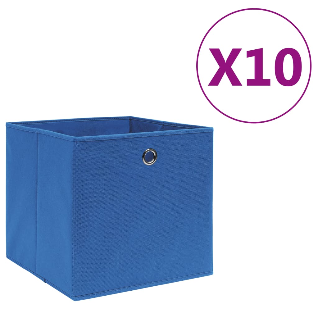 vidaXL Úložné boxy 10 ks, netkaná textília 28x28x28 cm, modré