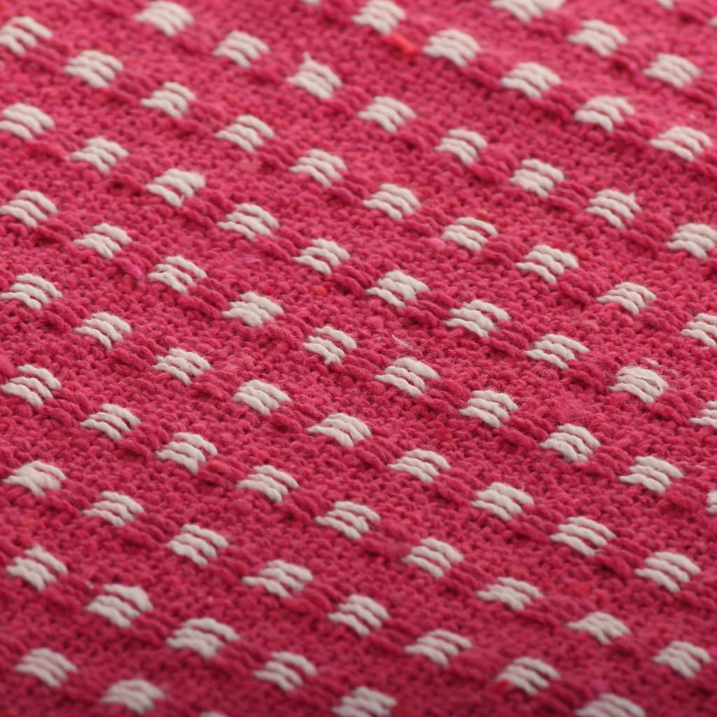 vidaXL Deka, bavlna, štvorčeky 125x150 cm, ružová