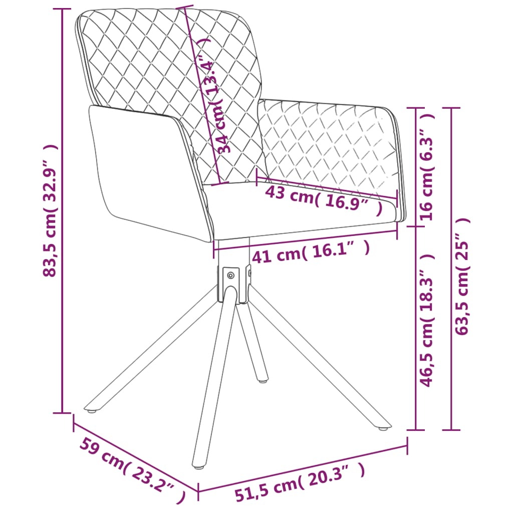 vidaXL Otočné jedálenské stoličky 2 ks tmavosivé zamatové