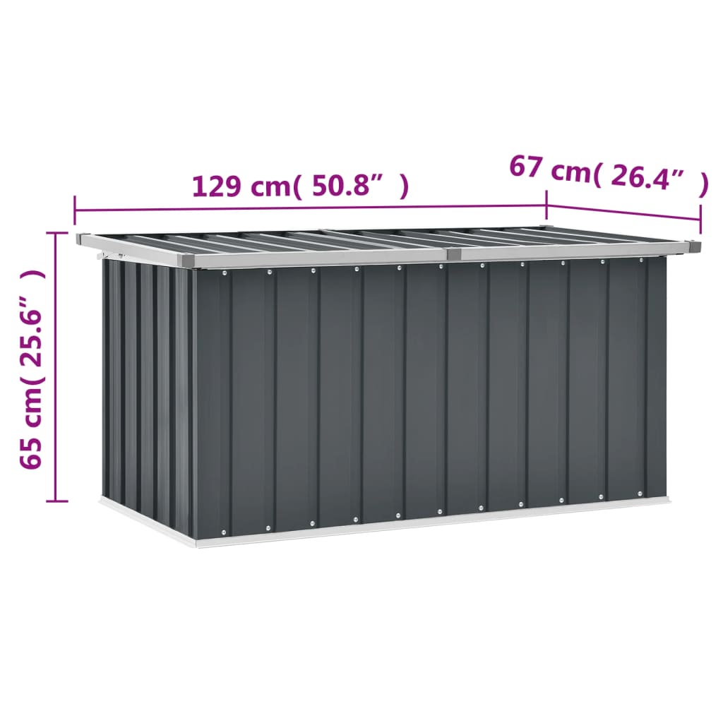 vidaXL Záhradný úložný box sivý 129x67x65 cm